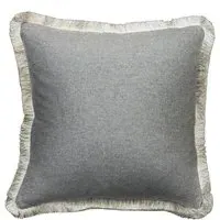 Feather Cushion with Trim - Grey, Wool Blend