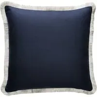 Feather Cushion with Trim - Navy, Wool