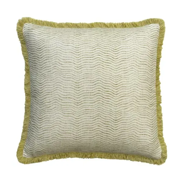 Feather Cushion with Trim - Olive, Linen Blend image