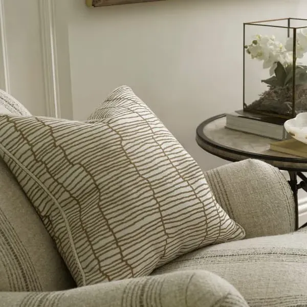 Geometric Cushion with Feather Fill - Almond