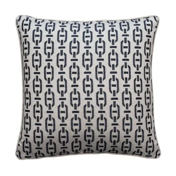 Geometric Cushion with Feather Fill - Navy, Cotton image