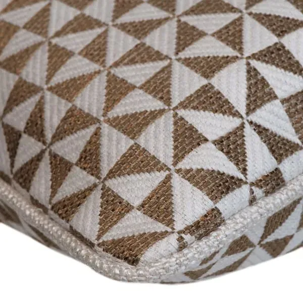 Geometric Cushion with Piped Edge - Tan, Cotton