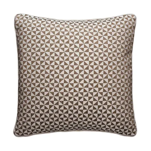 Geometric Cushion with Piped Edge - Tan, Cotton image