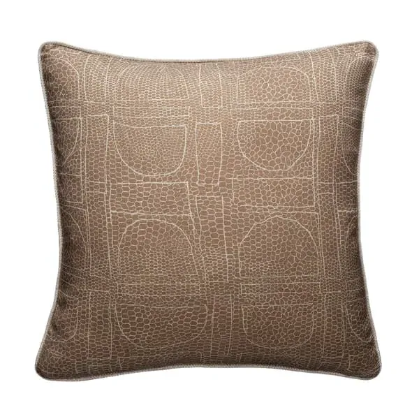 Geometric Cushion with Piping - Almond, Cotton