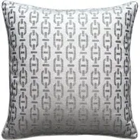 Geometric Cushion with Piping - Cloud, Cotton Blend