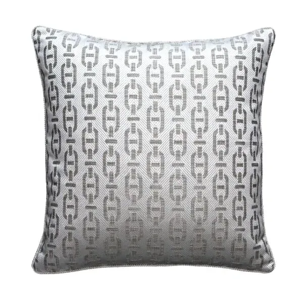 Geometric Cushion with Piping - Cloud, Cotton Blend