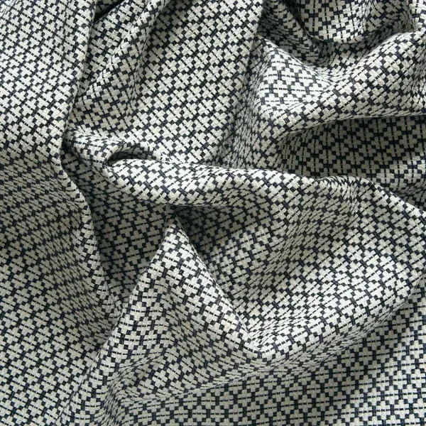 Geometric Cushion with Piping - Navy, Cotton Blend