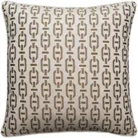 Geometric Cushion with Piping - Tan, Cotton Blend