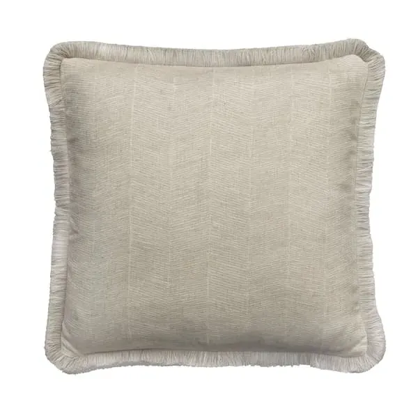 Herringbone Cushion with Fringe - Canvas, Linen image