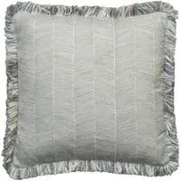 Herringbone Cushion with Fringe - Storm, Linen