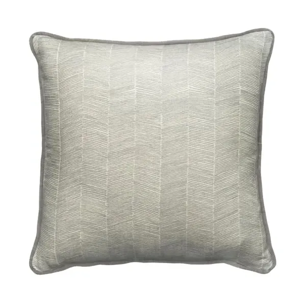 Herringbone Cushion with Velvet Piping - Grey image