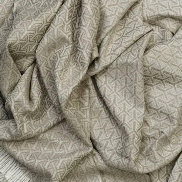 Large Throw with Fringe Detail - Latte, Wool
