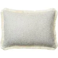 Medium Rectangle Cushion with Trim - Natural, Bouclé