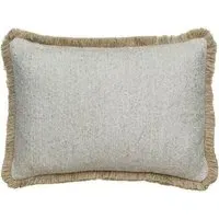 Medium Rectangle Cushion with Trim - Natural, Bouclé