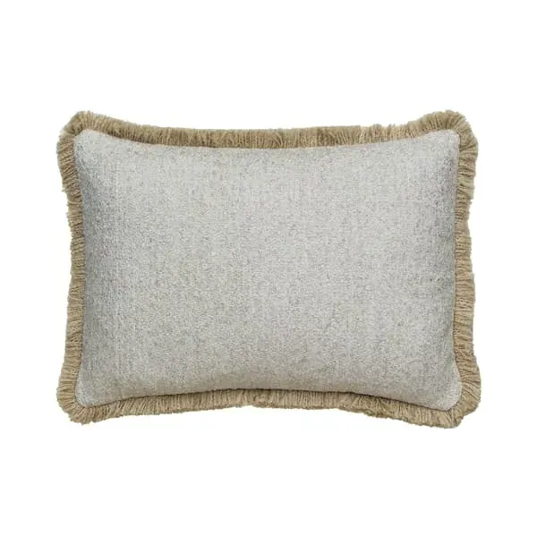 Medium Rectangle Cushion with Trim - Natural, Bouclé