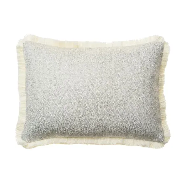 Medium Rectangle Cushion with Trim - Natural, Bouclé