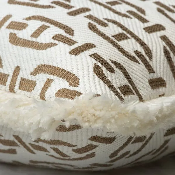 Medium Rectangle Cushion with Trim - Tan, Cotton