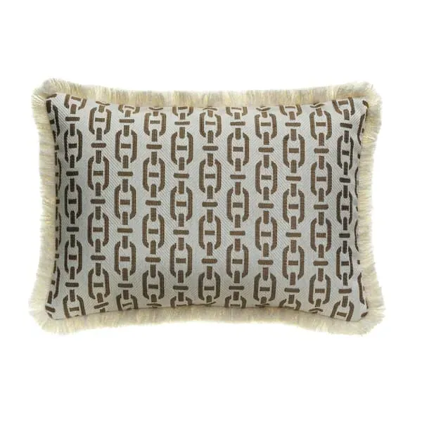 Medium Rectangle Cushion with Trim - Tan, Cotton