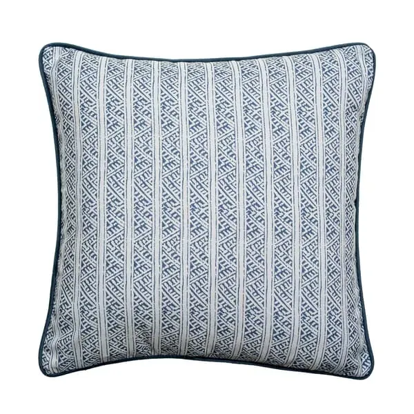 Outdoor Cushion with Stripes - Navy, Polyester