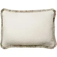 Rectangle Cushion with Gold Trim - Ivory, Bouclé