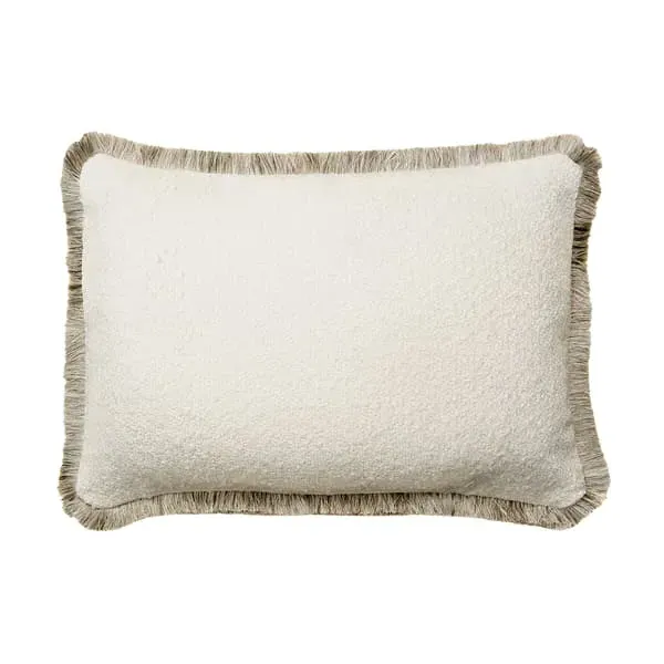 Rectangle Cushion with Gold Trim - Ivory, Bouclé image