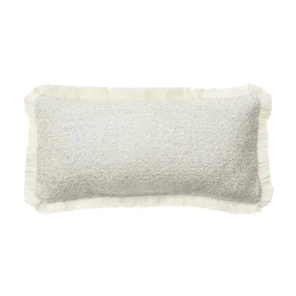 Small Rectangle Cushion with Trim - Natural, Bouclé image