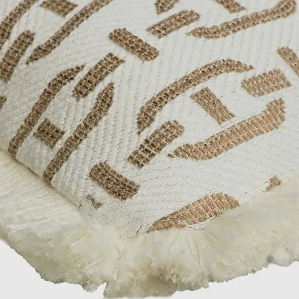 Small Rectangle Cushion with Trim - Tan, Cotton