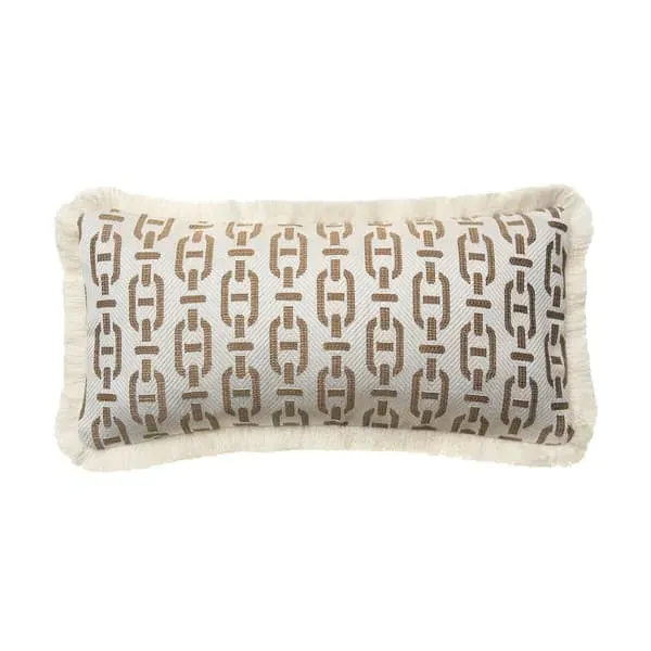 Small Rectangle Cushion with Trim - Tan, Cotton