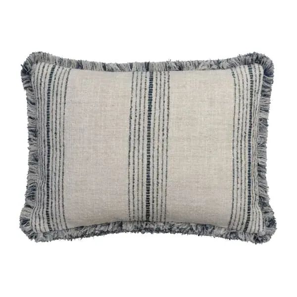 Square Cushion with Feather Fill - Navy, Linen image