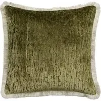 Square Cushion with Feather Fill - Olive, Velvet