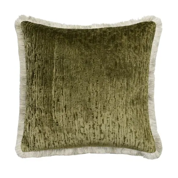 Square Cushion with Feather Fill - Olive, Velvet