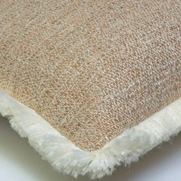 Square Cushion with Fringe Trim - Autumn, Linen