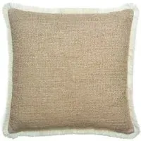Square Cushion with Fringe Trim - Autumn, Linen