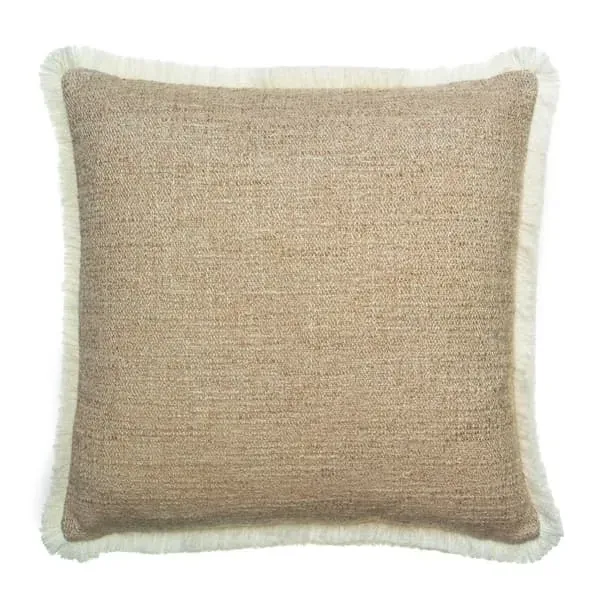 Square Cushion with Fringe Trim - Autumn, Linen