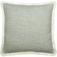 Square Cushion with Fringe Trim - Blue, Cotton