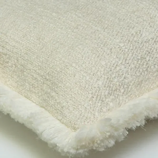 Square Cushion with Fringe Trim - Chalk, Linen