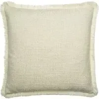 Square Cushion with Fringe Trim - Chalk, Linen