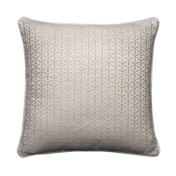 Square Cushion with Geometric Pattern - String, Linen