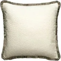 Square Cushion with Gold Trim - Ivory, Bouclé