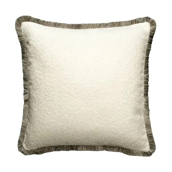Square Cushion with Gold Trim - Ivory, Bouclé image