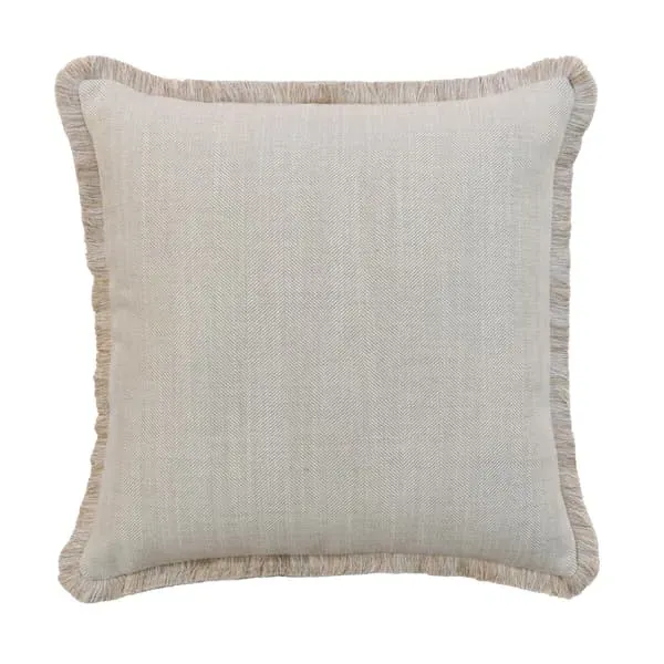 Square Cushion with Herringbone Pattern - Sand