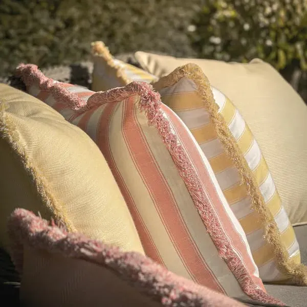 Square Cushion with Herringbone - Yellow, Fabric