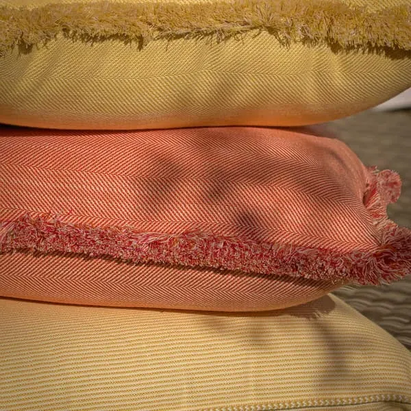 Square Cushion with Piping - Yellow, Cotton