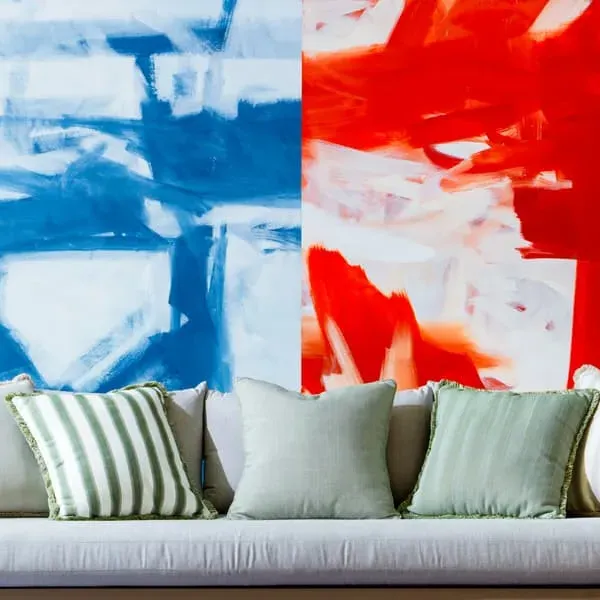 Square Cushion with Stripes - Cypress, Hollowfibre