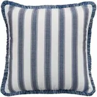 Square Cushion with Stripes - Navy, Hollowfibre