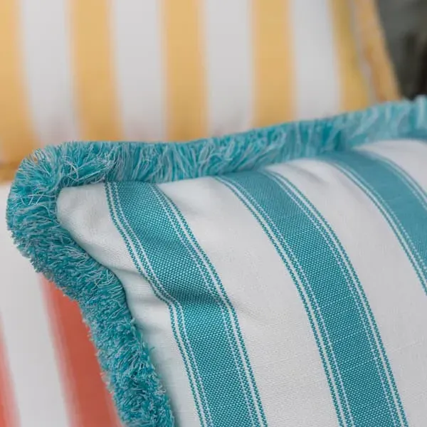 Square Cushion with Stripes - Turquoise, Hollowfibre