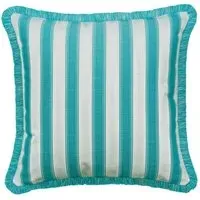 Square Cushion with Stripes - Turquoise, Hollowfibre