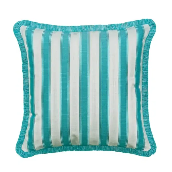 Square Cushion with Stripes - Turquoise, Hollowfibre