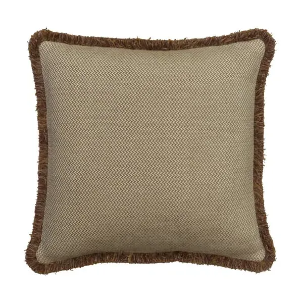 Square Cushion with Trim - Almond, Chenille