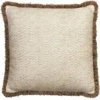 Square Cushion with Trim - Almond, Linen Blend
